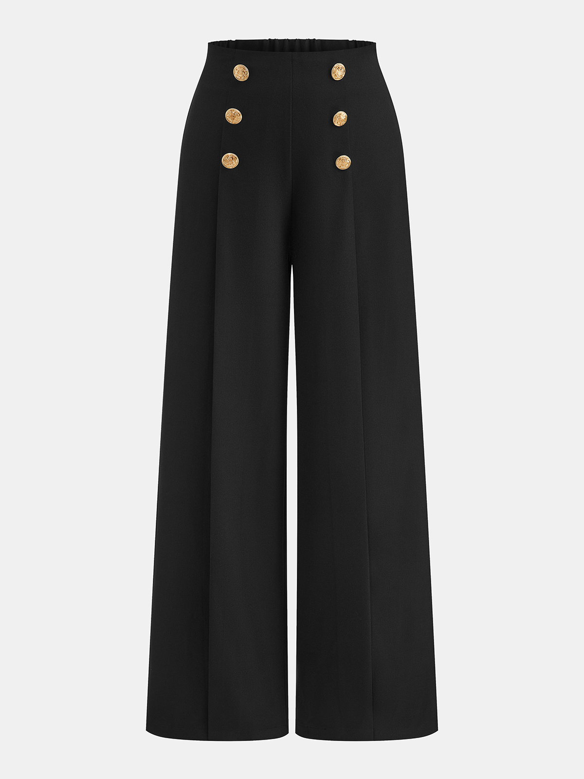Metal Decor Pleated Straight Leg Pants