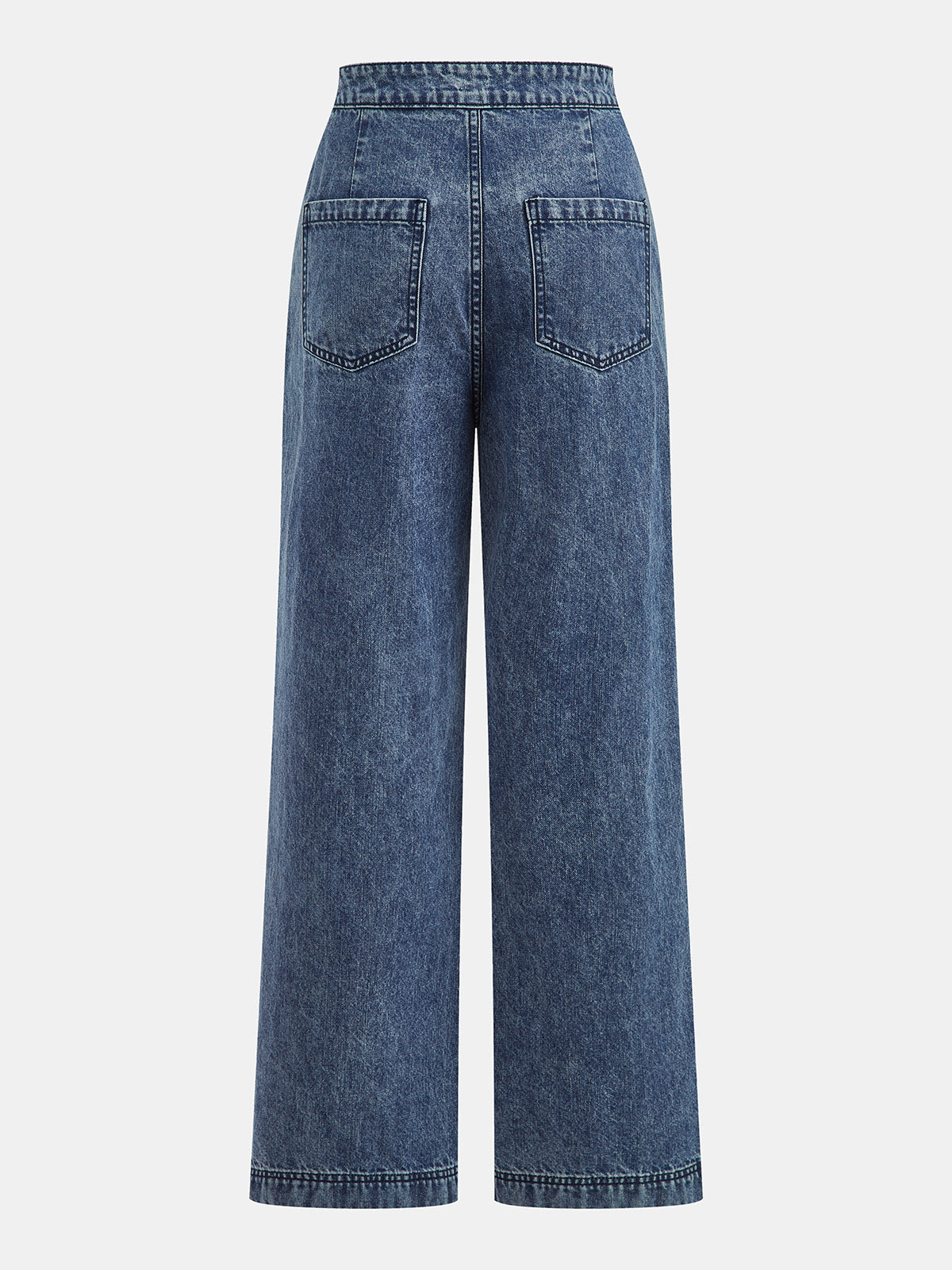Sailor Style Double-Breasted Denim Pants