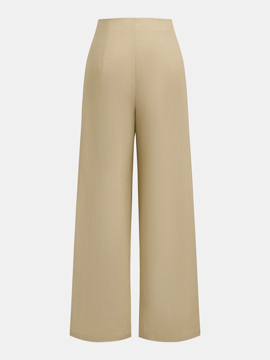 Twist Front Wrap Overlay Wide Leg Pants