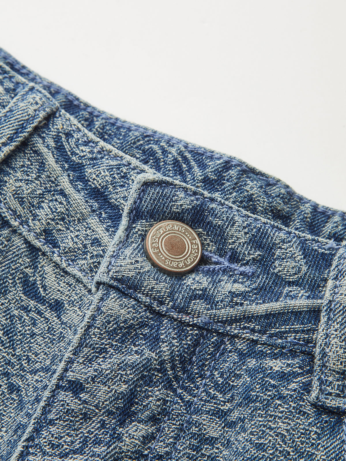 Bandana Pattern Denim Straight Pants
