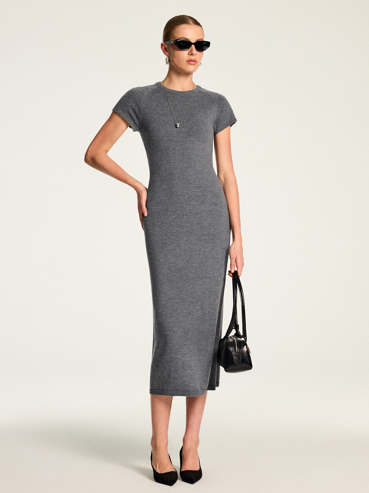 Knit Maxi Dress & Shoulder Shawl Two‑Piece Set