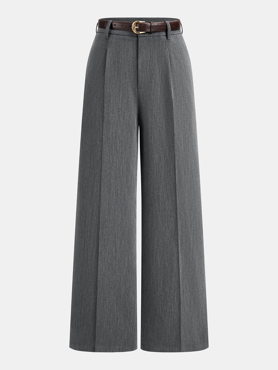 Tailored Pleated Belted Wide Leg Pants