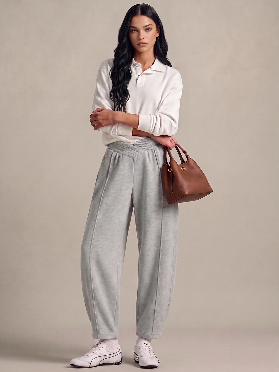 Elastic Crossover Waist Barrel Sweatpants