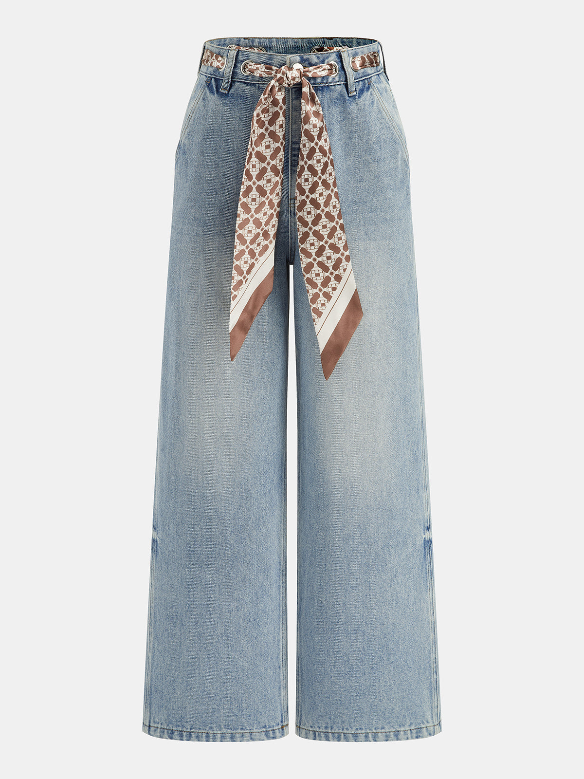 Scarf Tie Straight Leg Jeans