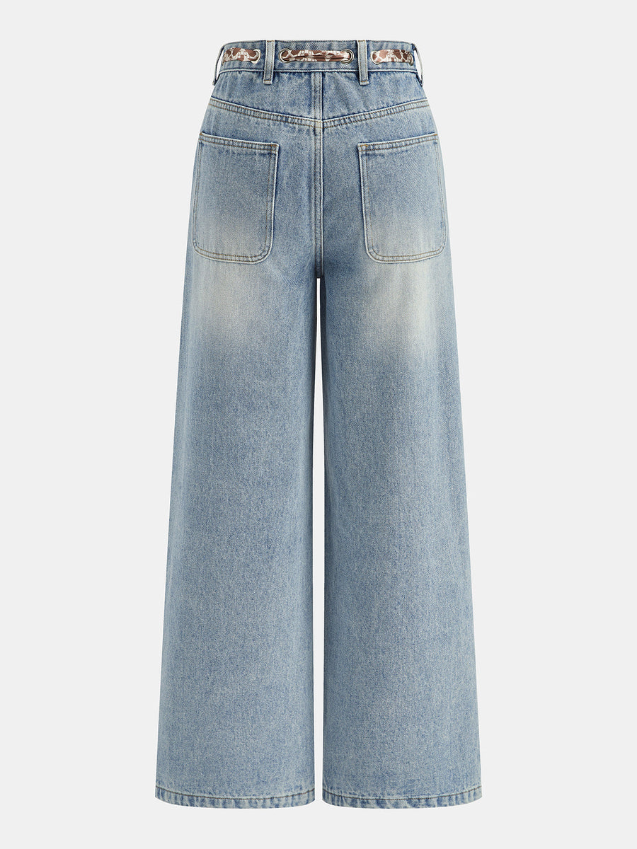 Scarf Tie Straight Leg Jeans
