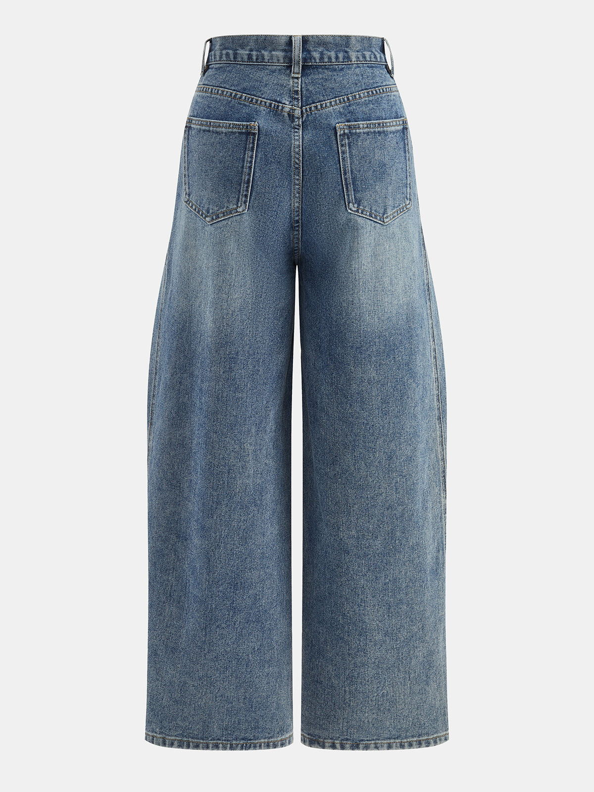 Tab‑Detail Layered Wide‑Leg Denim Pants