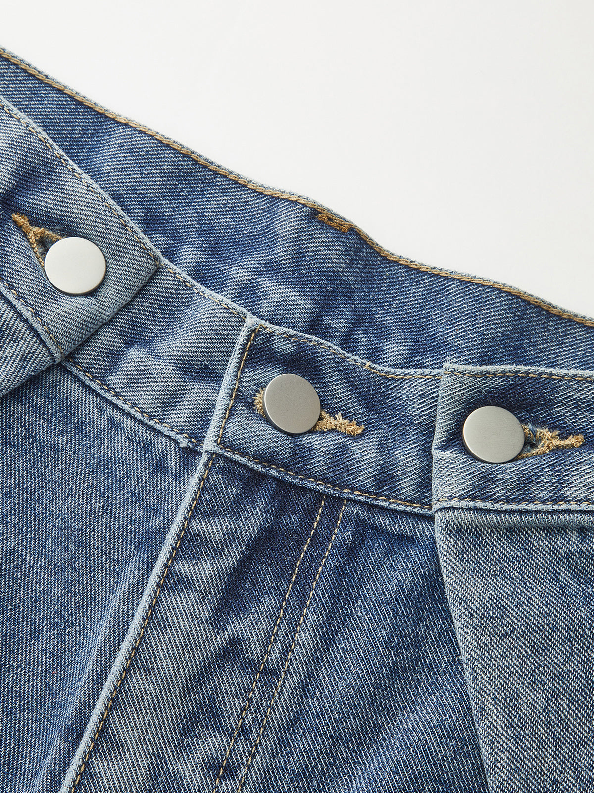 Tab‑Detail Layered Wide‑Leg Denim Pants