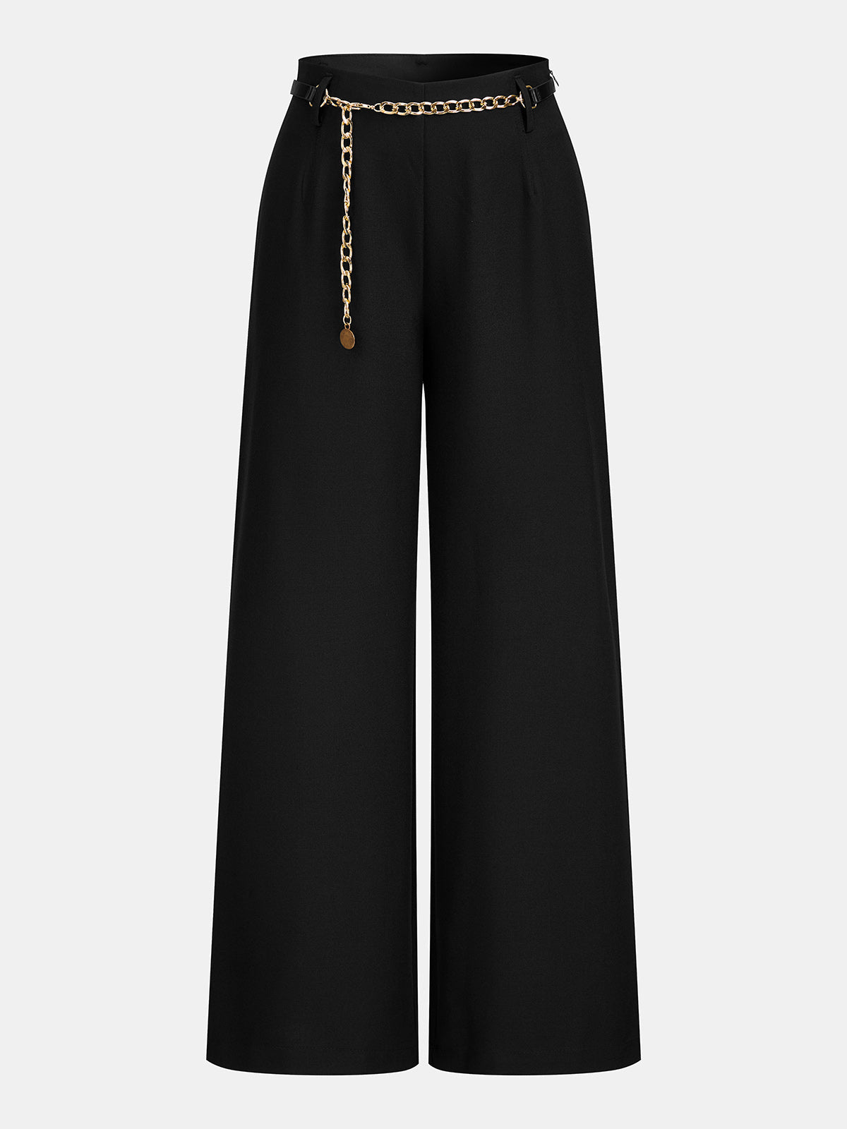 Chain‑Belt Decor Wide‑Leg Pants