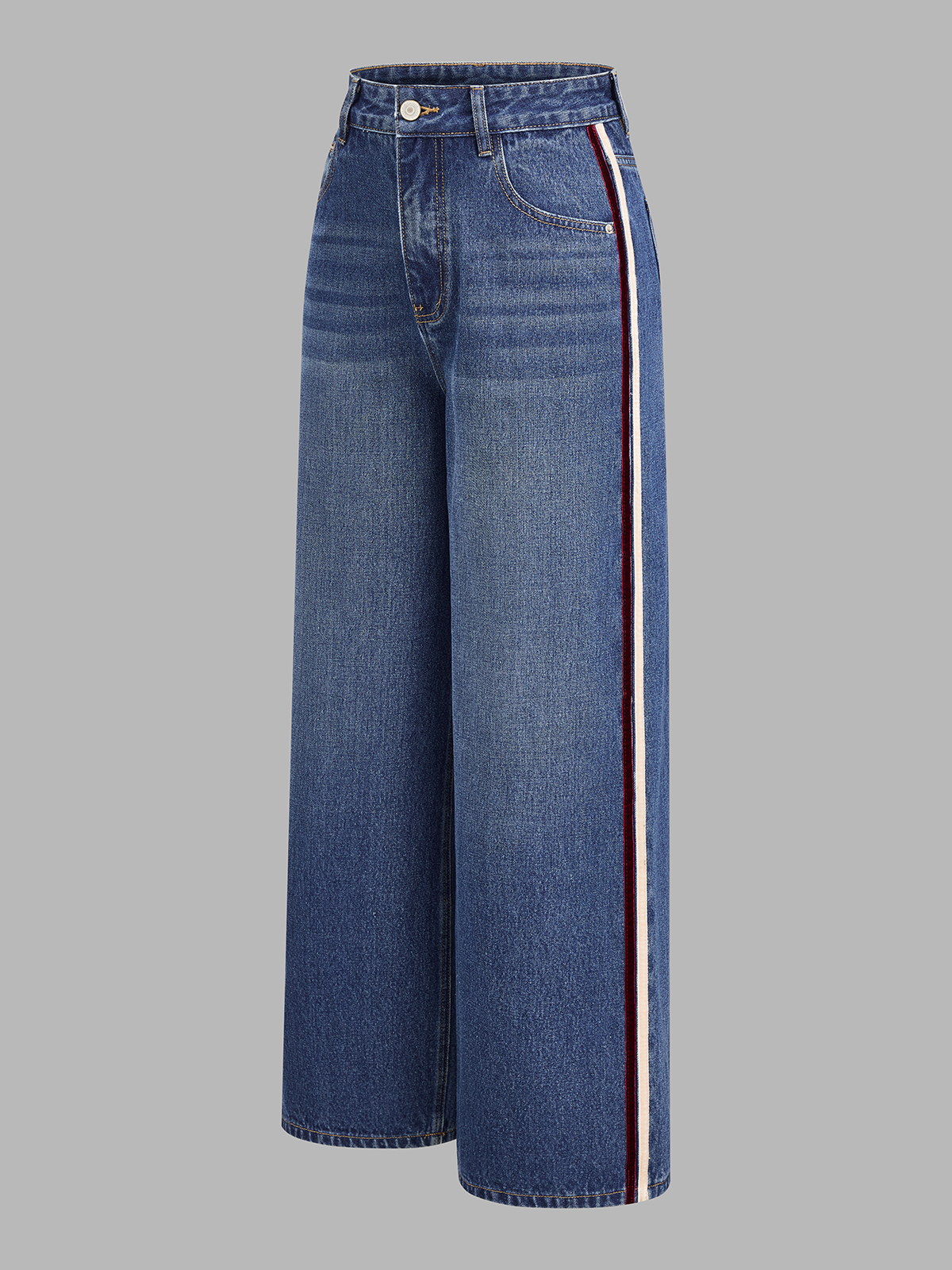 Side Tape Detail Wide‑Leg Jeans