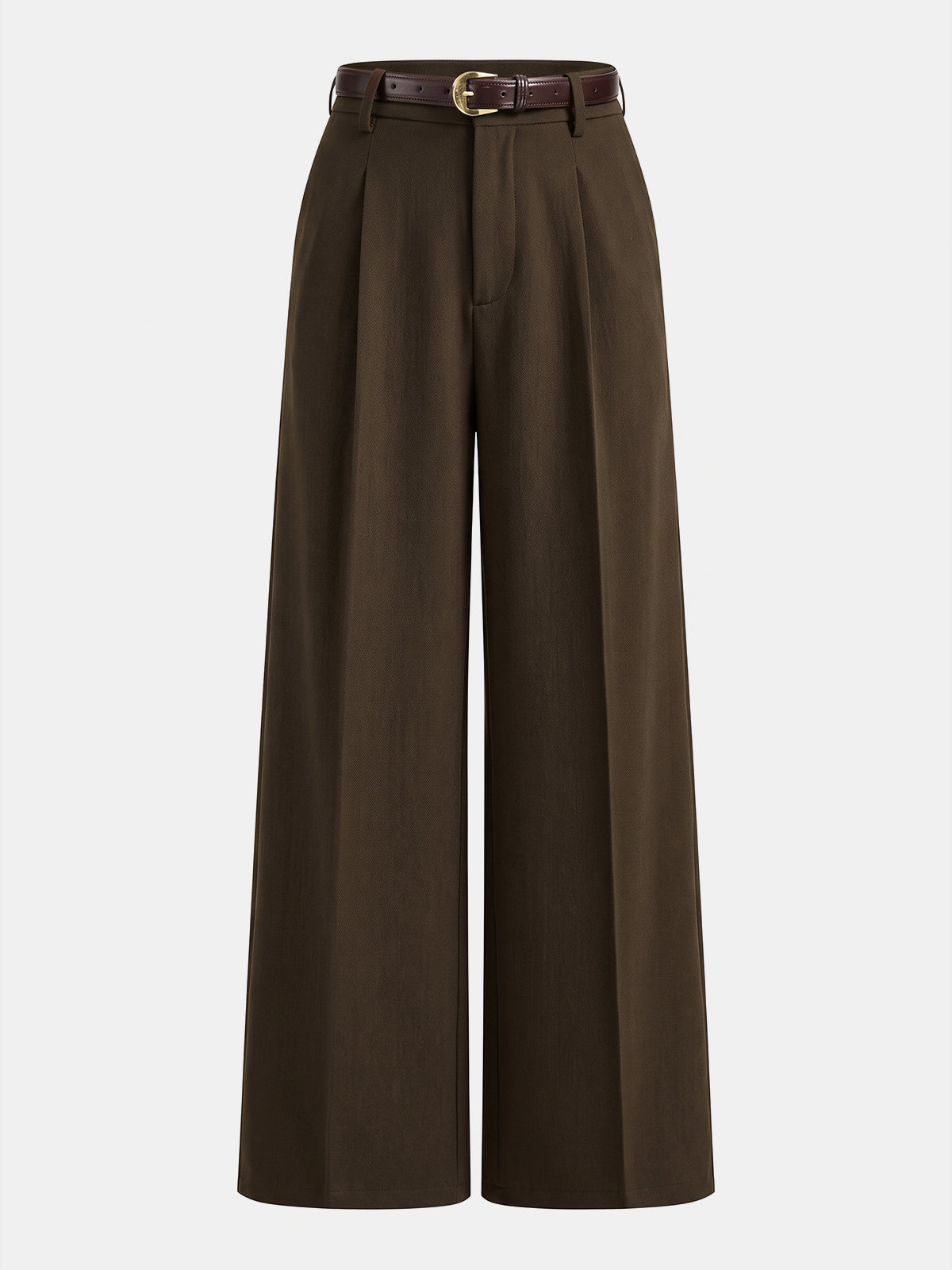 Tailored Pleated Belted Wide Leg Pants