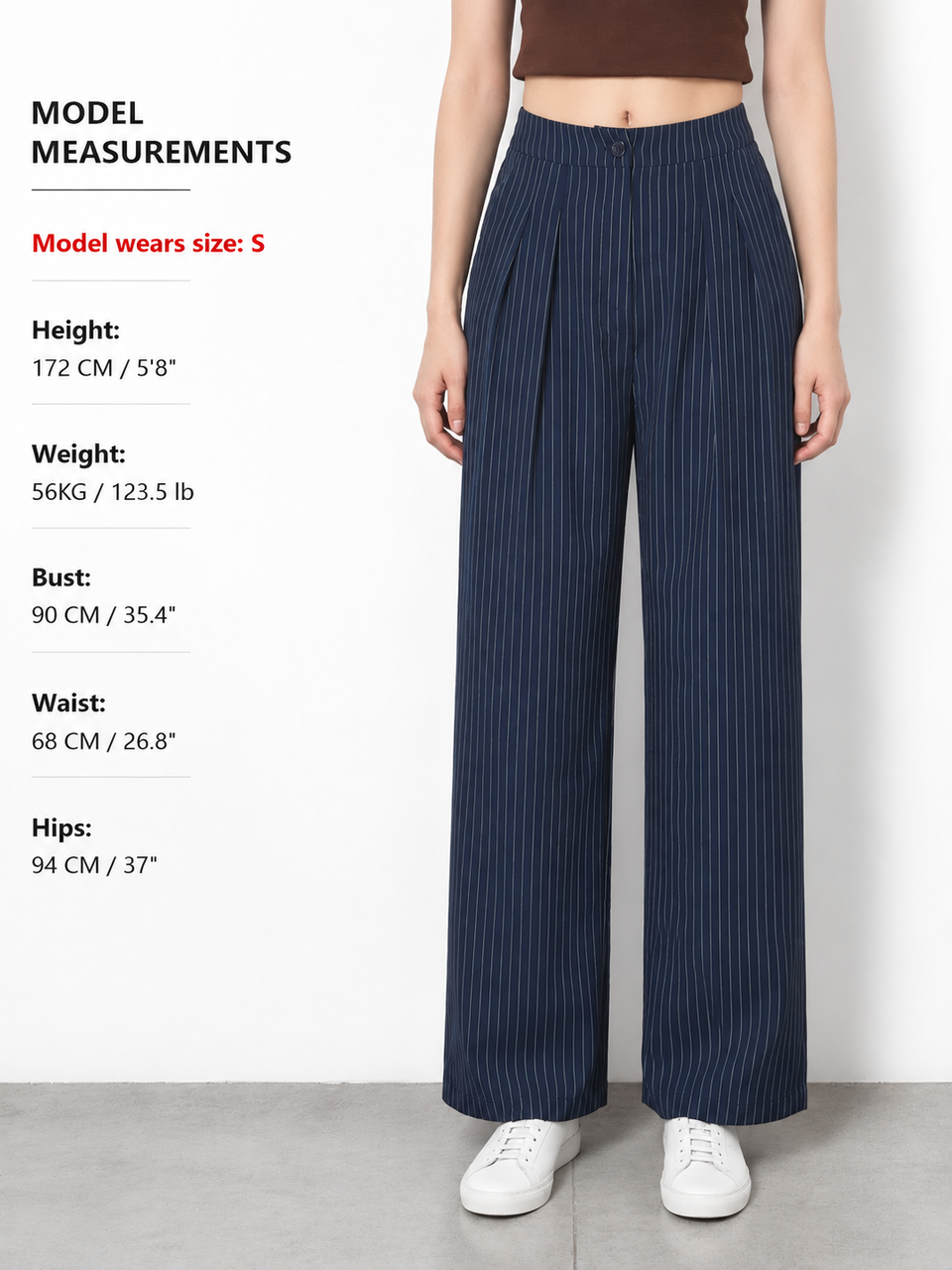 Pinstripe Pleated Wide-Leg Pants