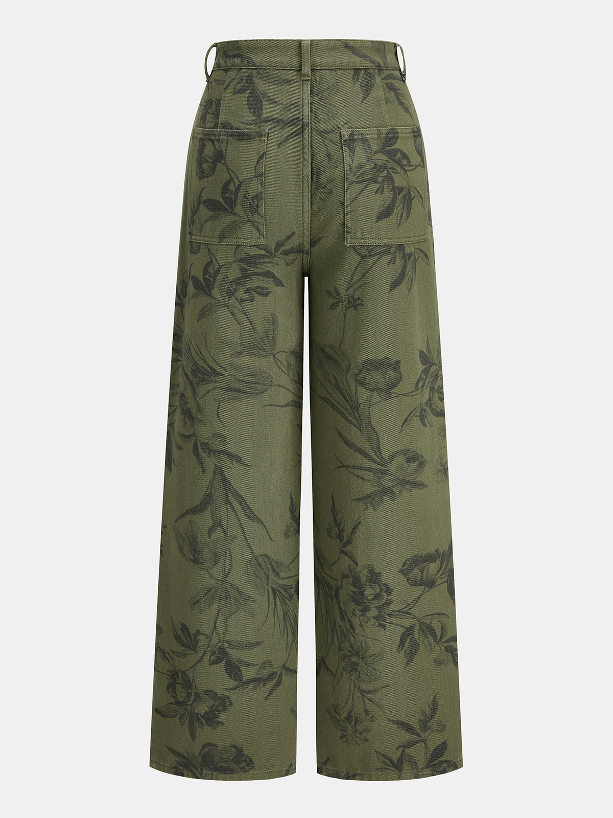 Vintage Floral Straight Denim Pants