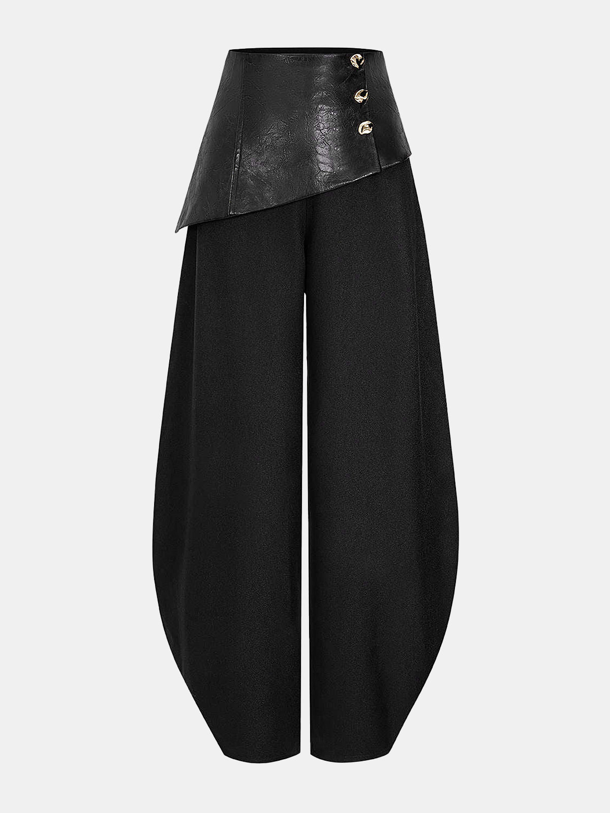 Faux Leather Panel Lantern Pants