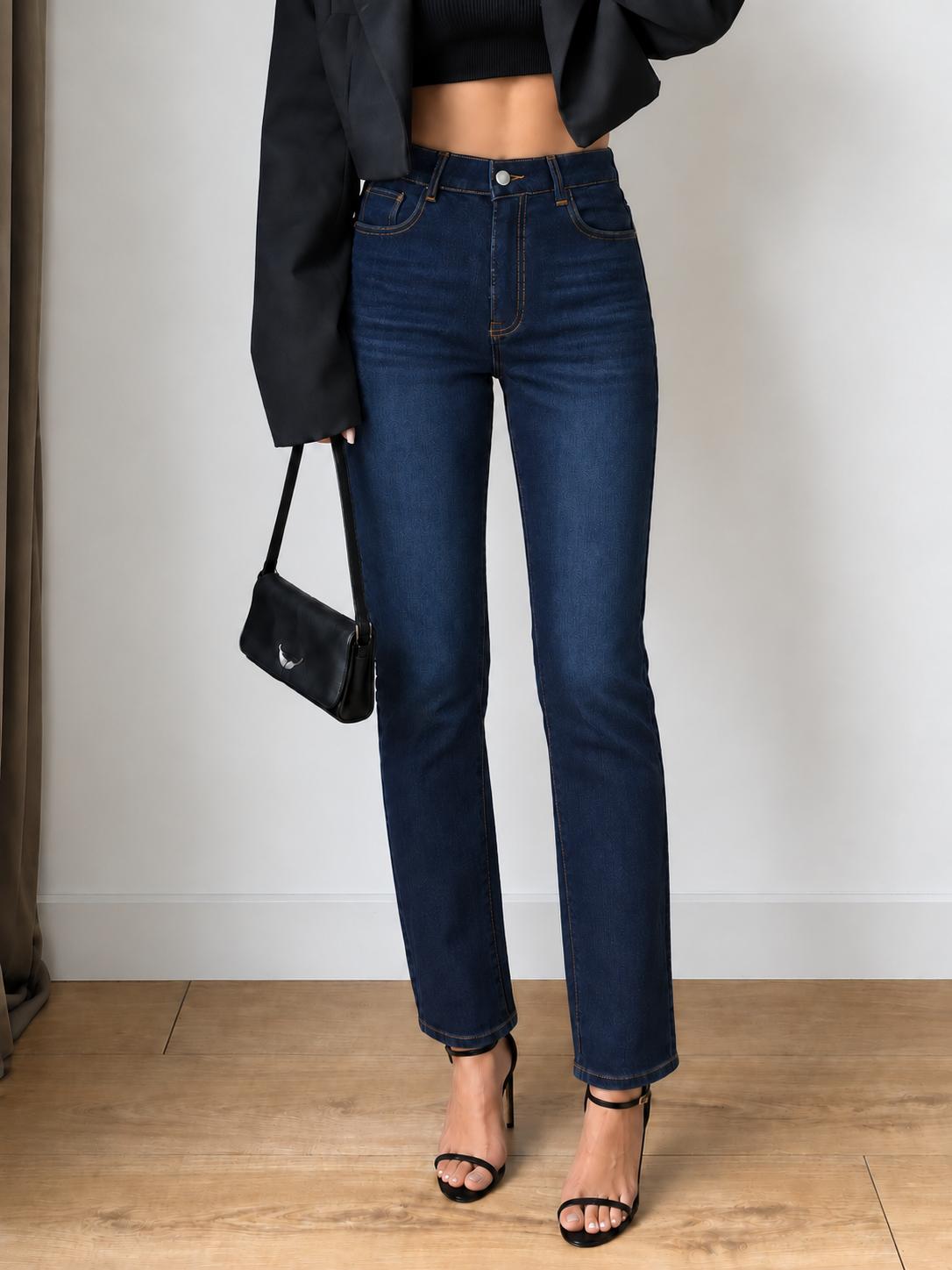 Classic Slim Straight‑Leg Denim Pants