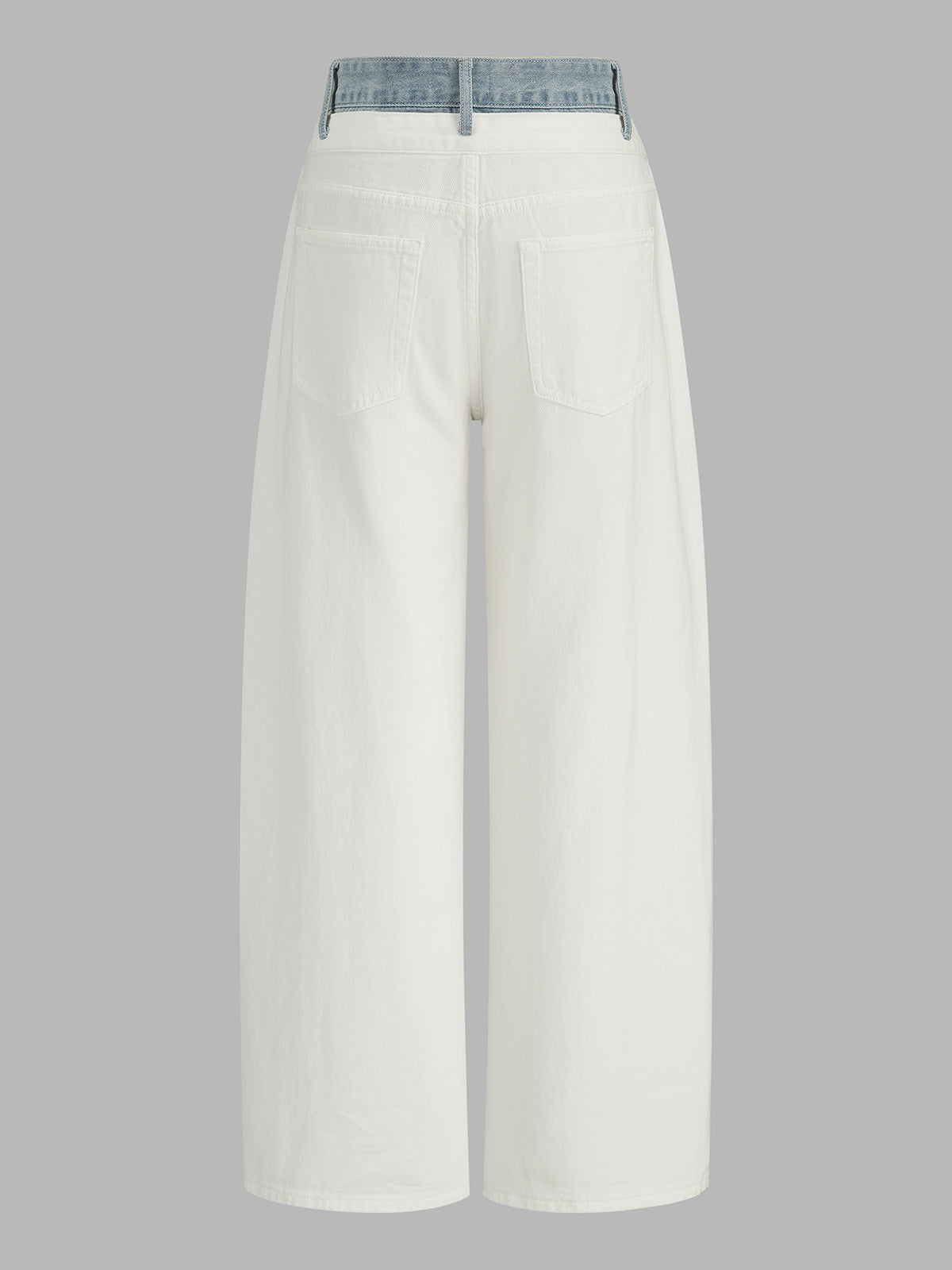 Layered Denim Waistband Wide Leg Jeans