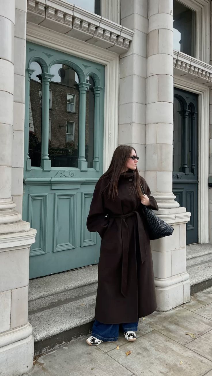 Claudine Long Belted High Collar Coat