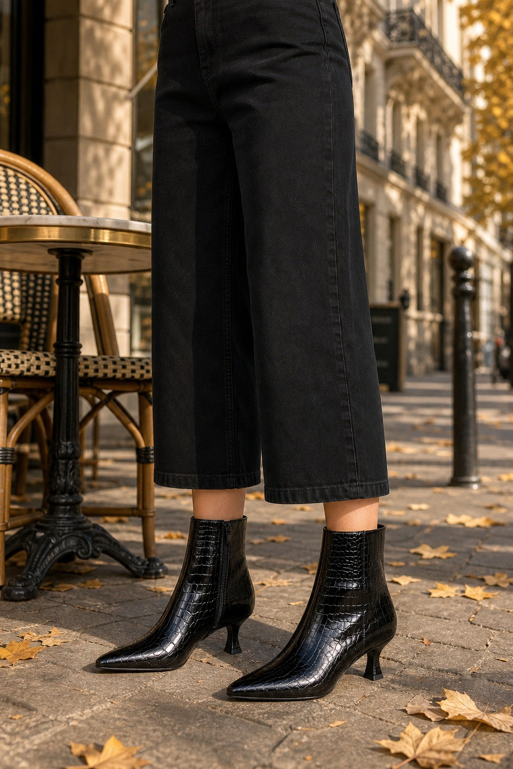 Croc Effect Ankle Boot