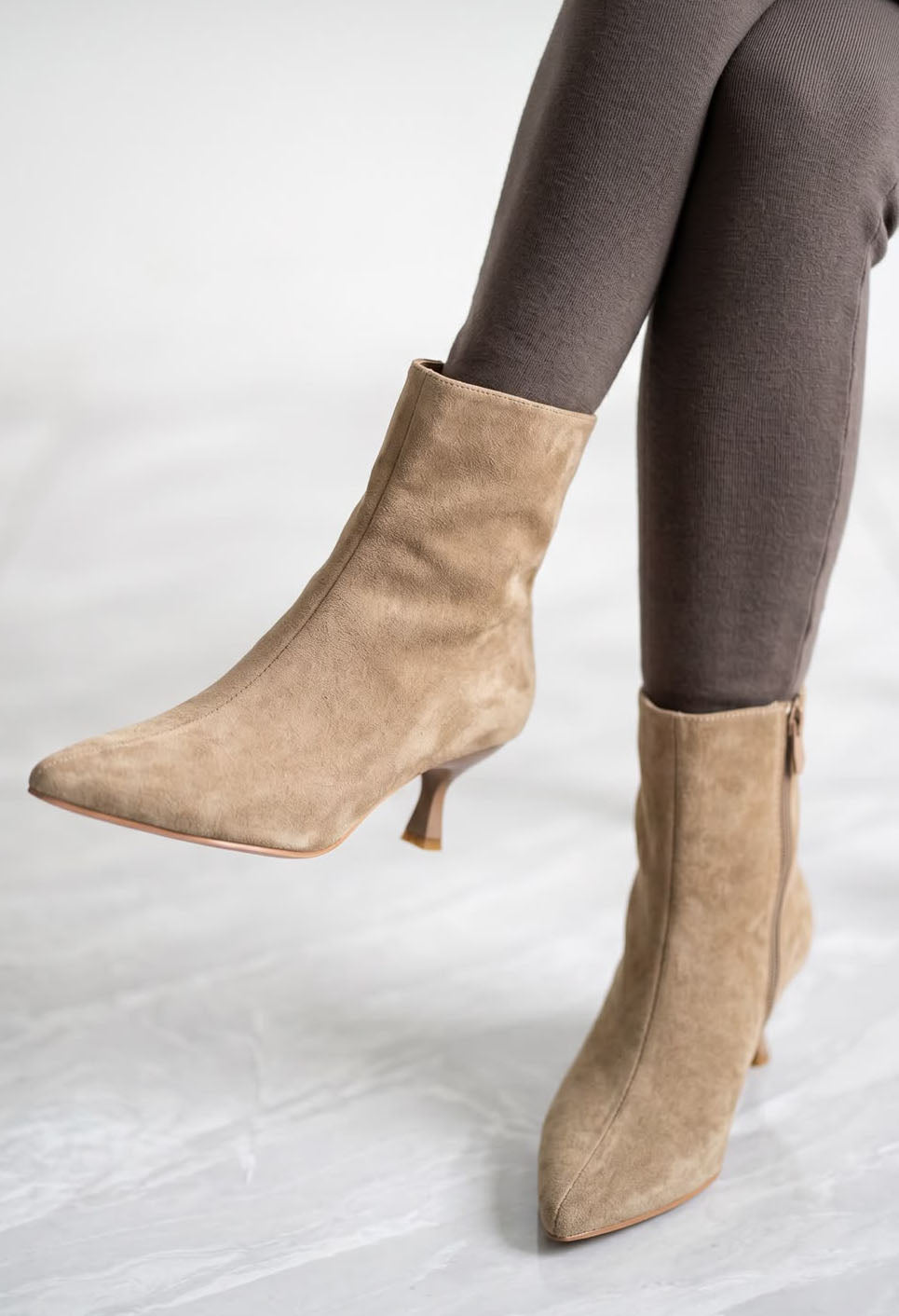 Faux Suede Kitten Boot