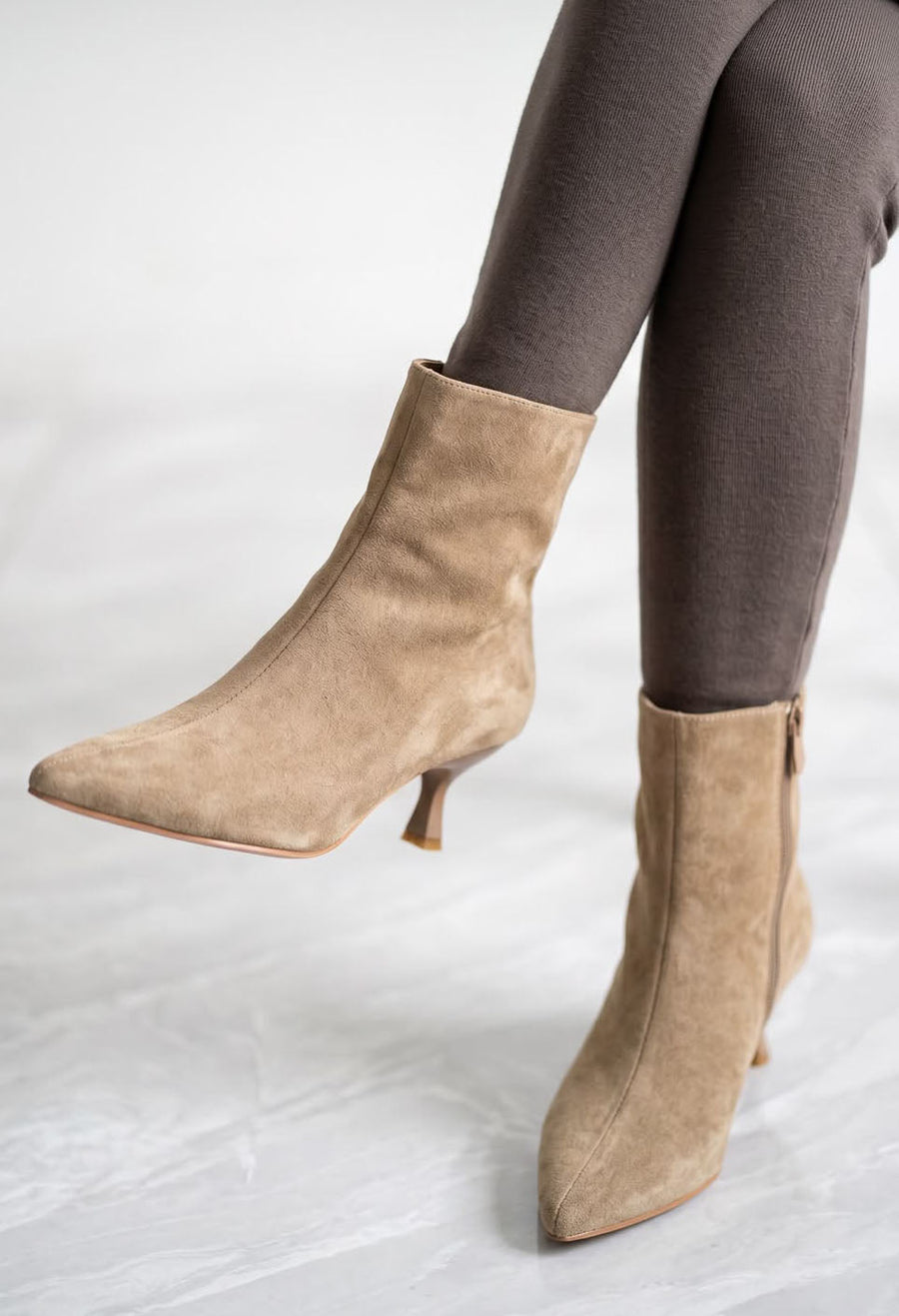 Faux Suede Kitten Boot