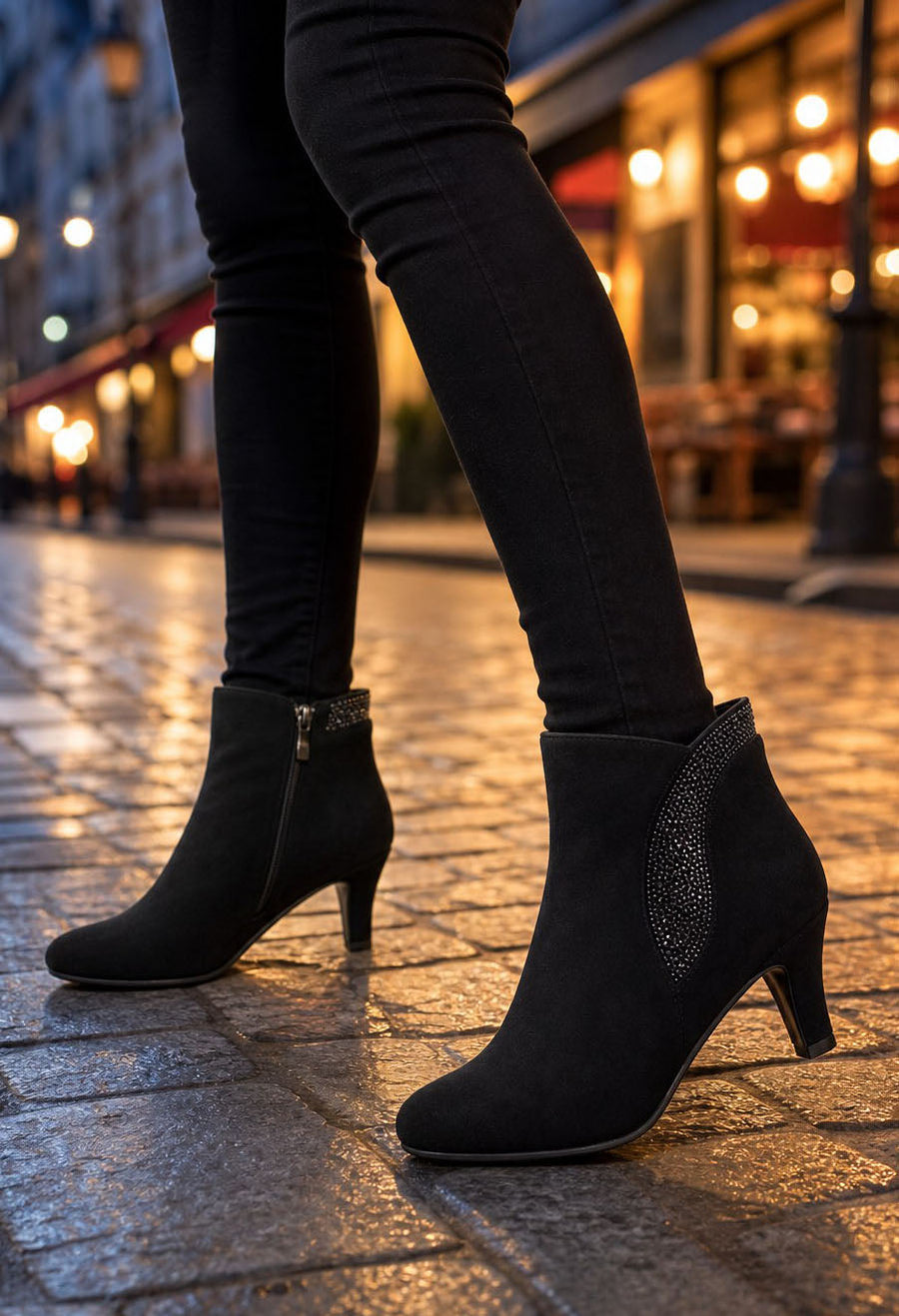 Diamante Feathered Ankle Boot