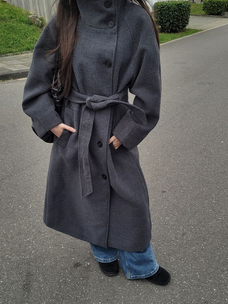 Claudine Long Belted High Collar Coat