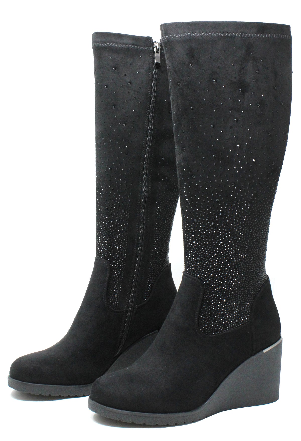 Sparkle Knee High Wedge Boot