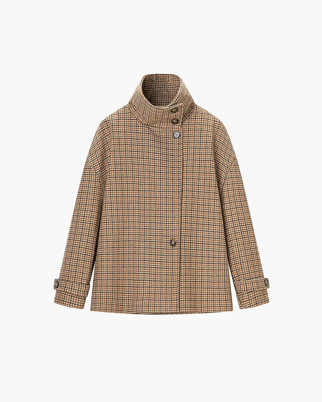 Ava Funnel Neck Houndstooth Short Jacket