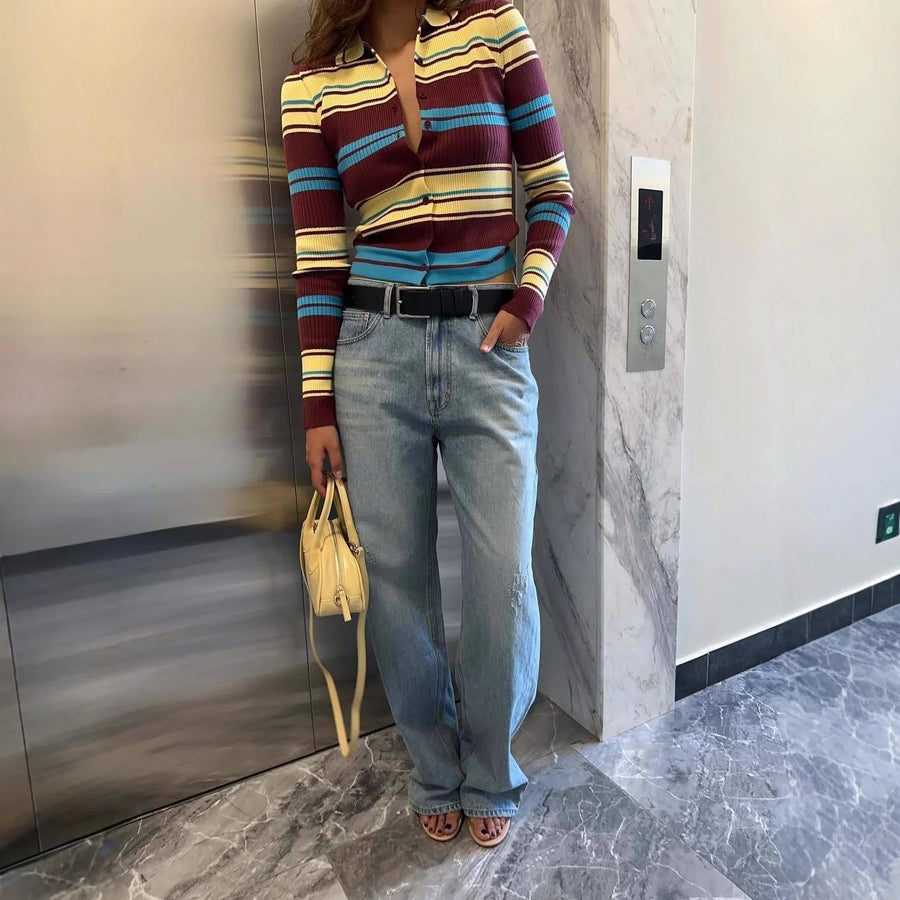 Hope Striped Knit Cardigan