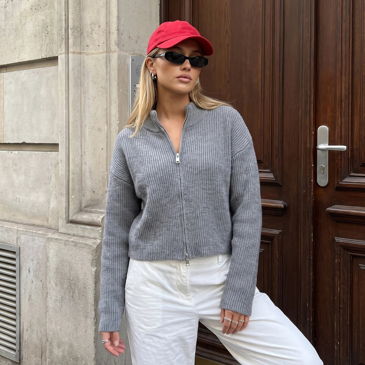 Lisa Double Zip Knit Cardigan