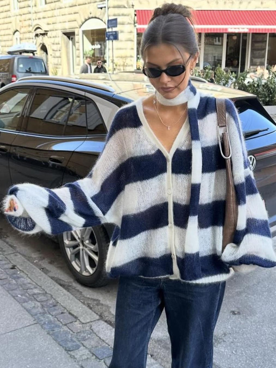 Christel Loose Striped Cardigan