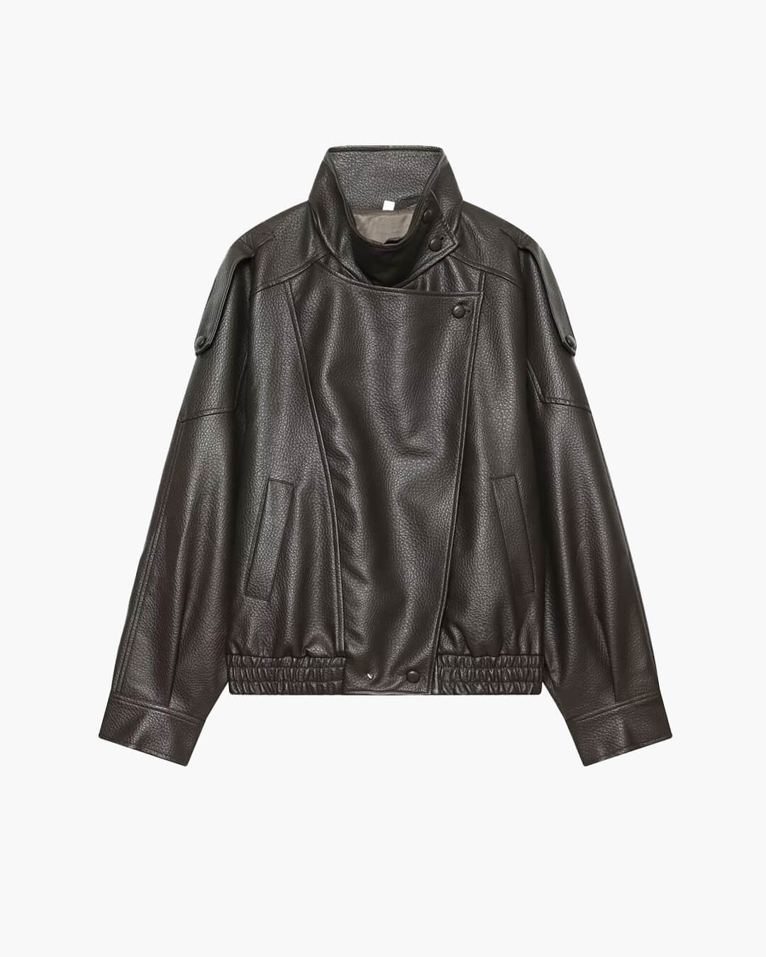 Brienne Stand Collar Faux Leather Jacket