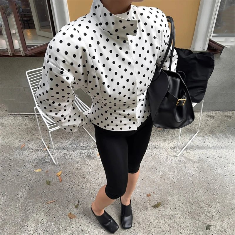 Caryl Stand Collar Polka Dot Jacket