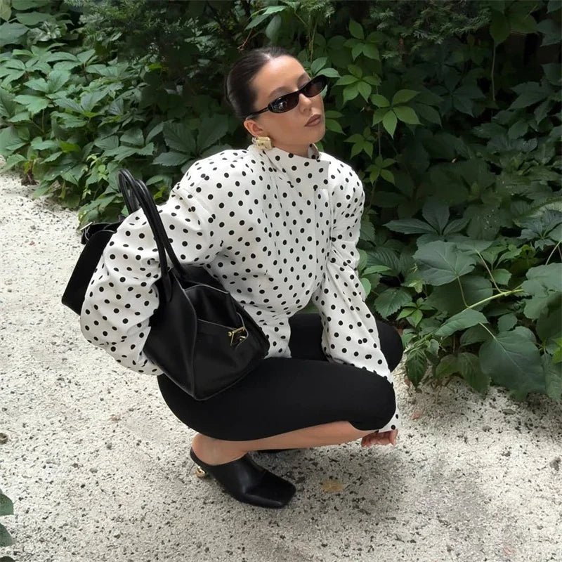 Caryl Stand Collar Polka Dot Jacket