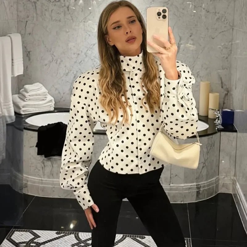 Caryl Stand Collar Polka Dot Jacket