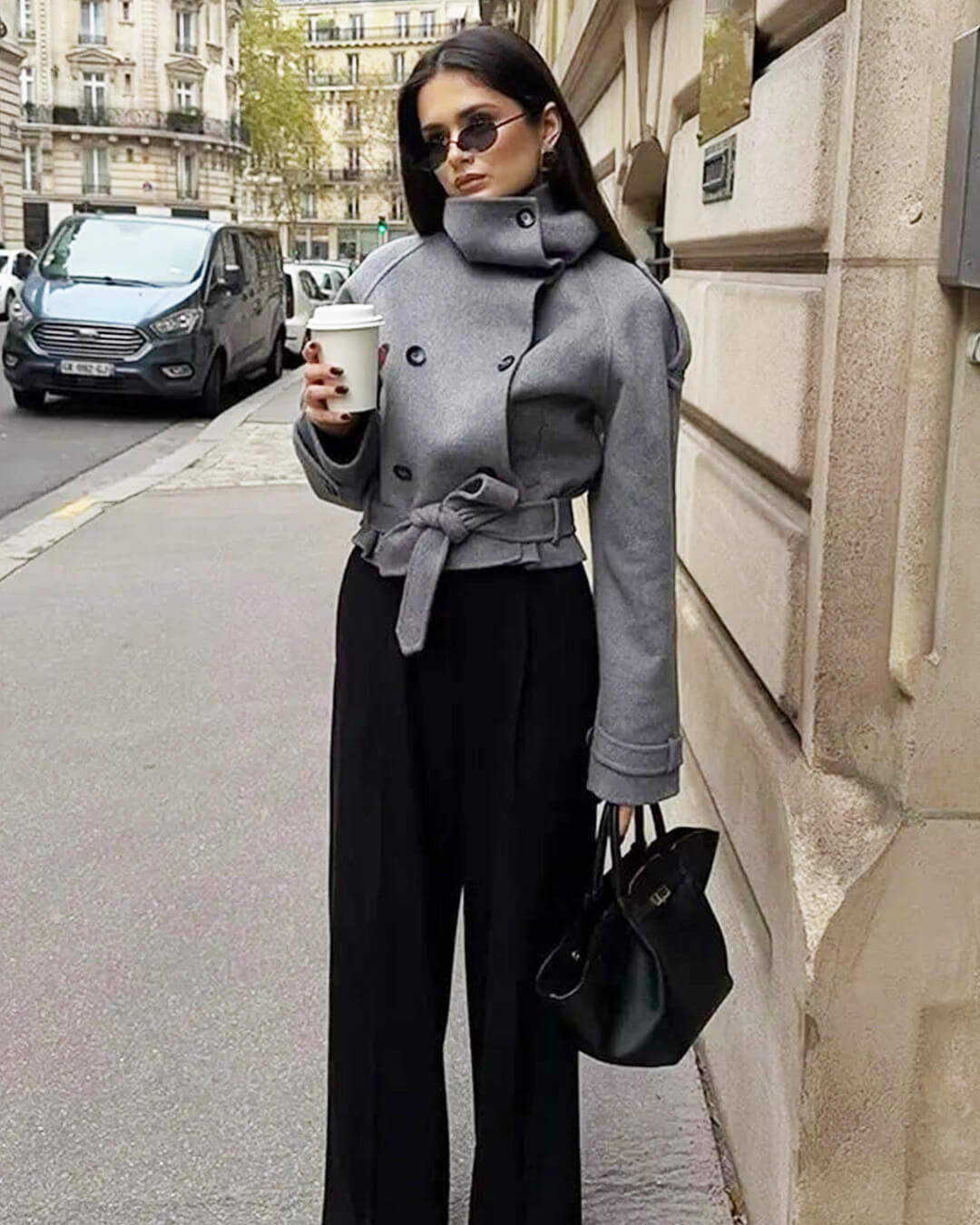 Debbie Stand Collar Short Trench Coat