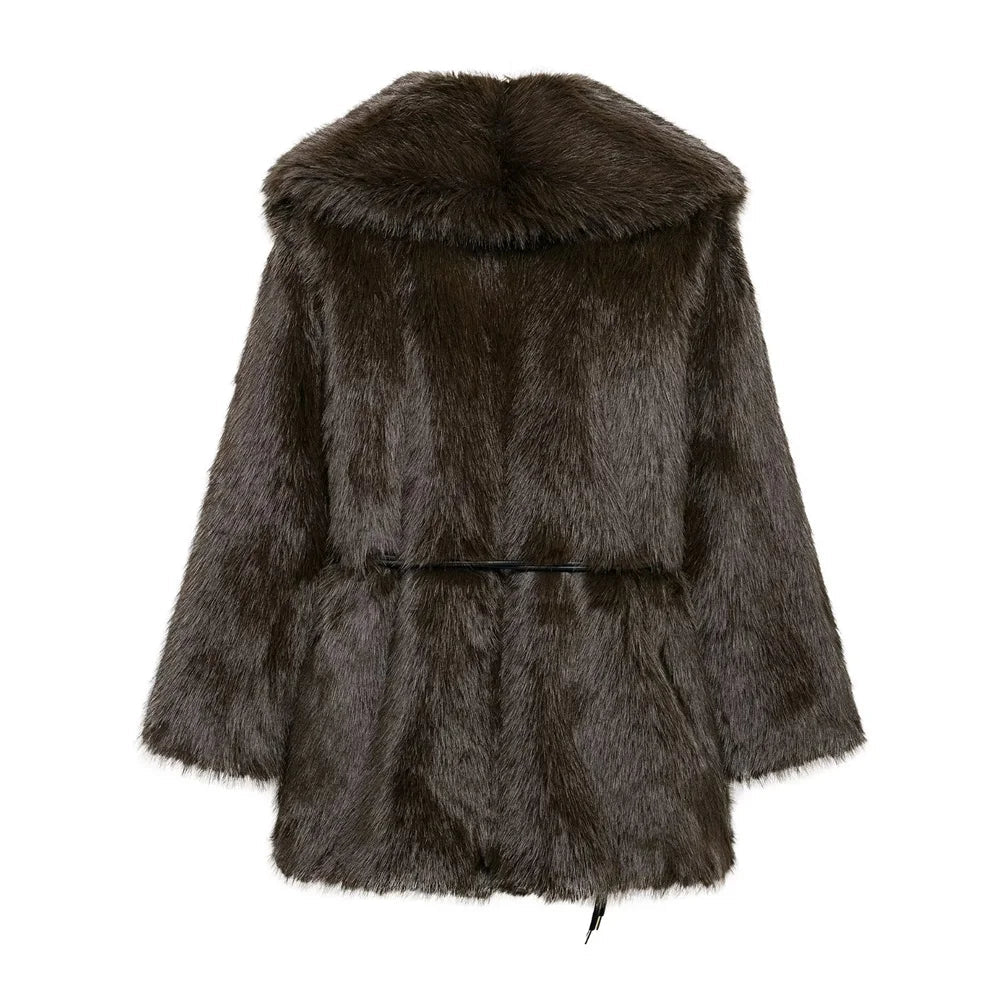 Faith Faux Fur Coat with Belt