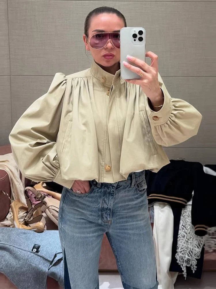 Jenna Loose Fit Pleated Jacket