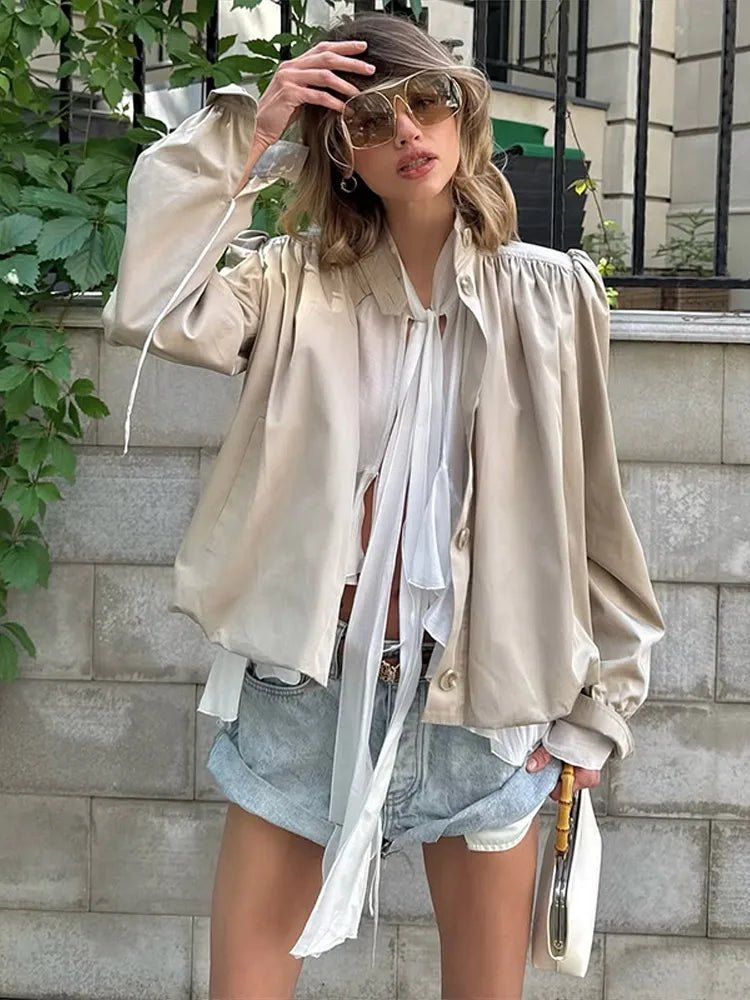 Jenna Loose Fit Pleated Jacket