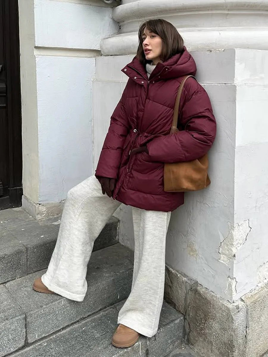 Lorna Drawstring Hooded Puffer Coat