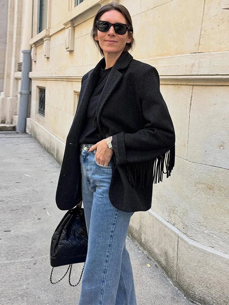Marcelle Fringed Blazer Jacket