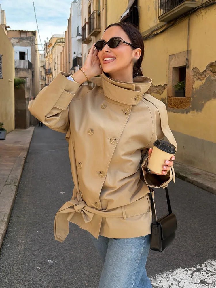 Melanie Stand Up Collar Short Trench Coat