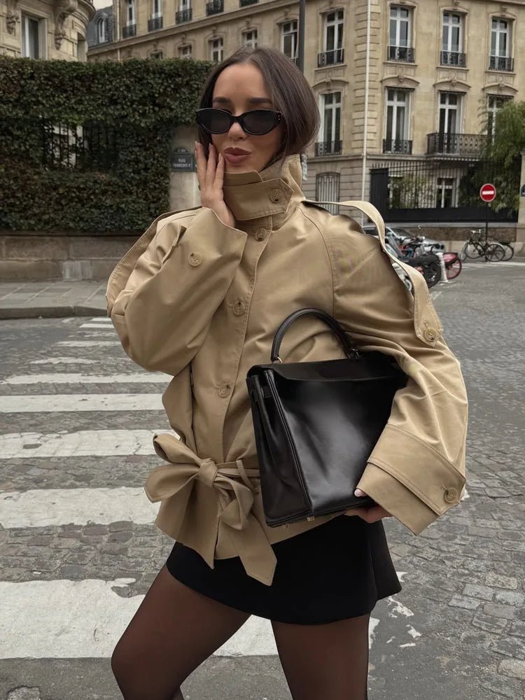Melanie Stand Up Collar Short Trench Coat