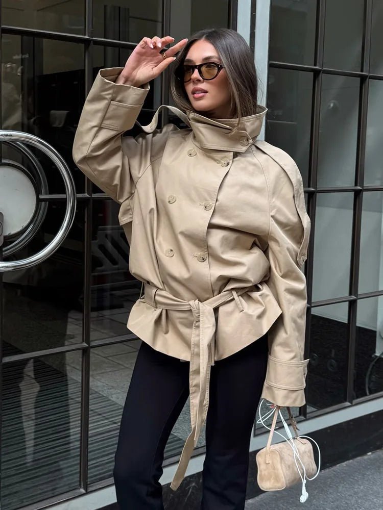 Portia High Neck Lace Up Coat