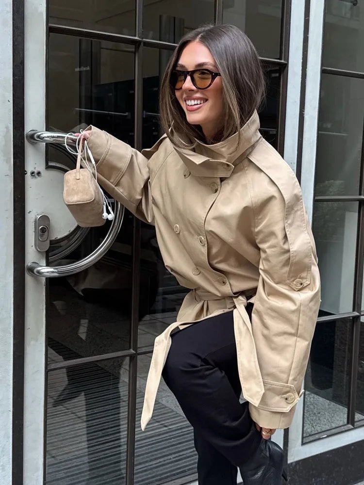 Portia High Neck Lace Up Coat