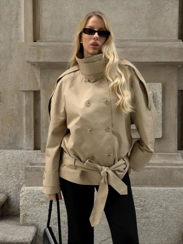 Portia High Neck Lace Up Coat