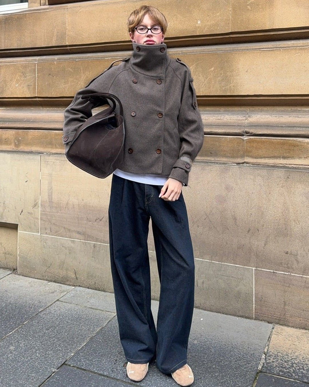 Rhea Stand Collar Breasted Coat