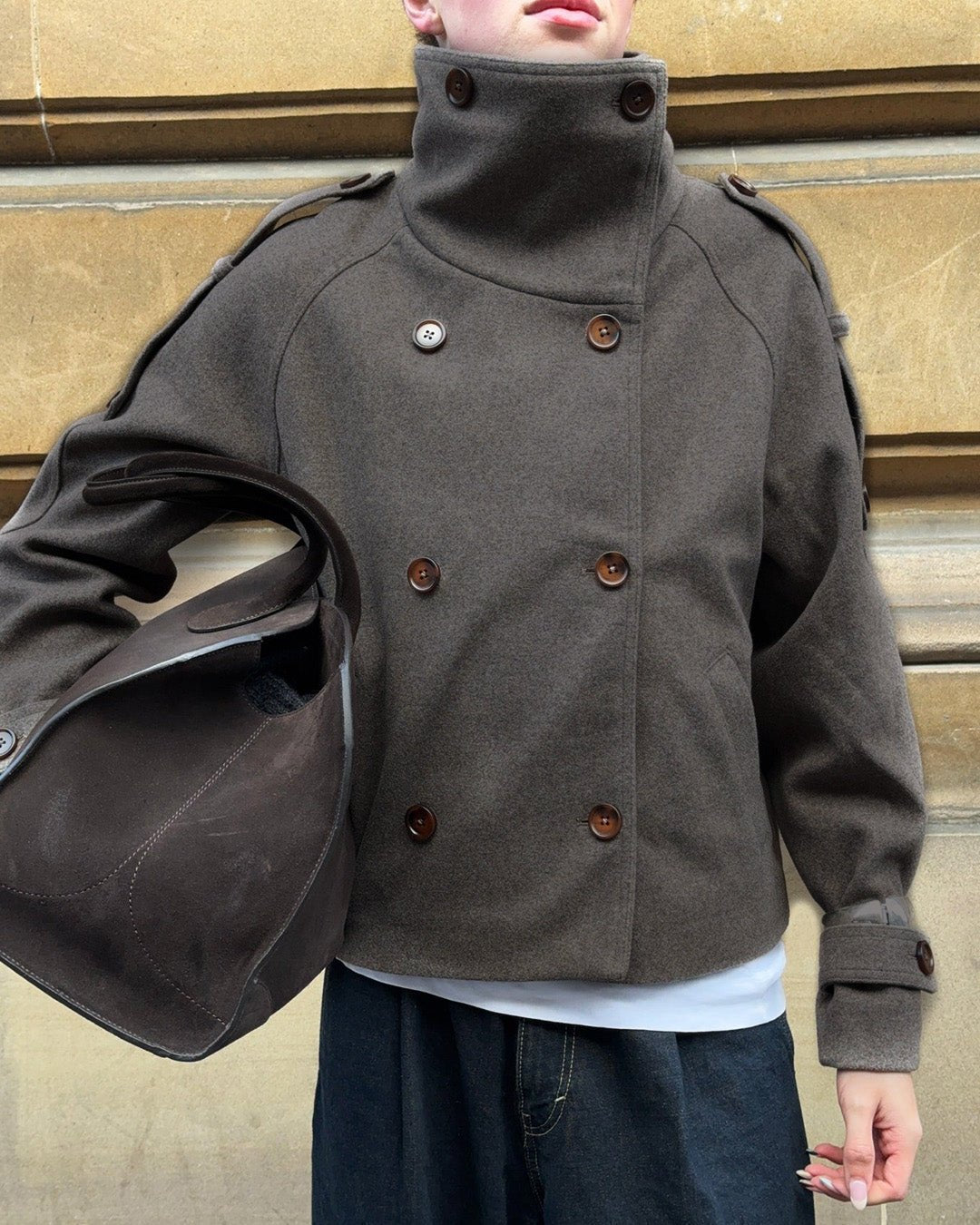 Rhea Stand Collar Breasted Coat
