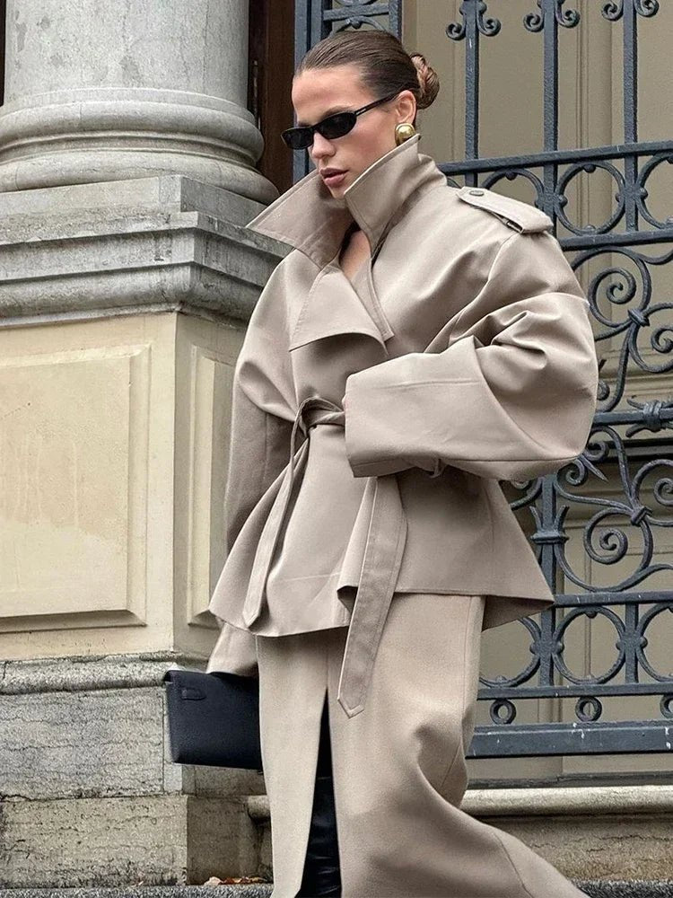 Sandy Lace Up Short Trench Coat