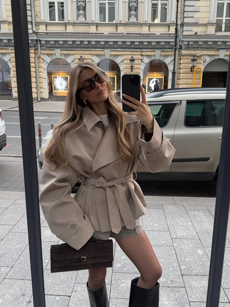 Sandy Lace Up Short Trench Coat