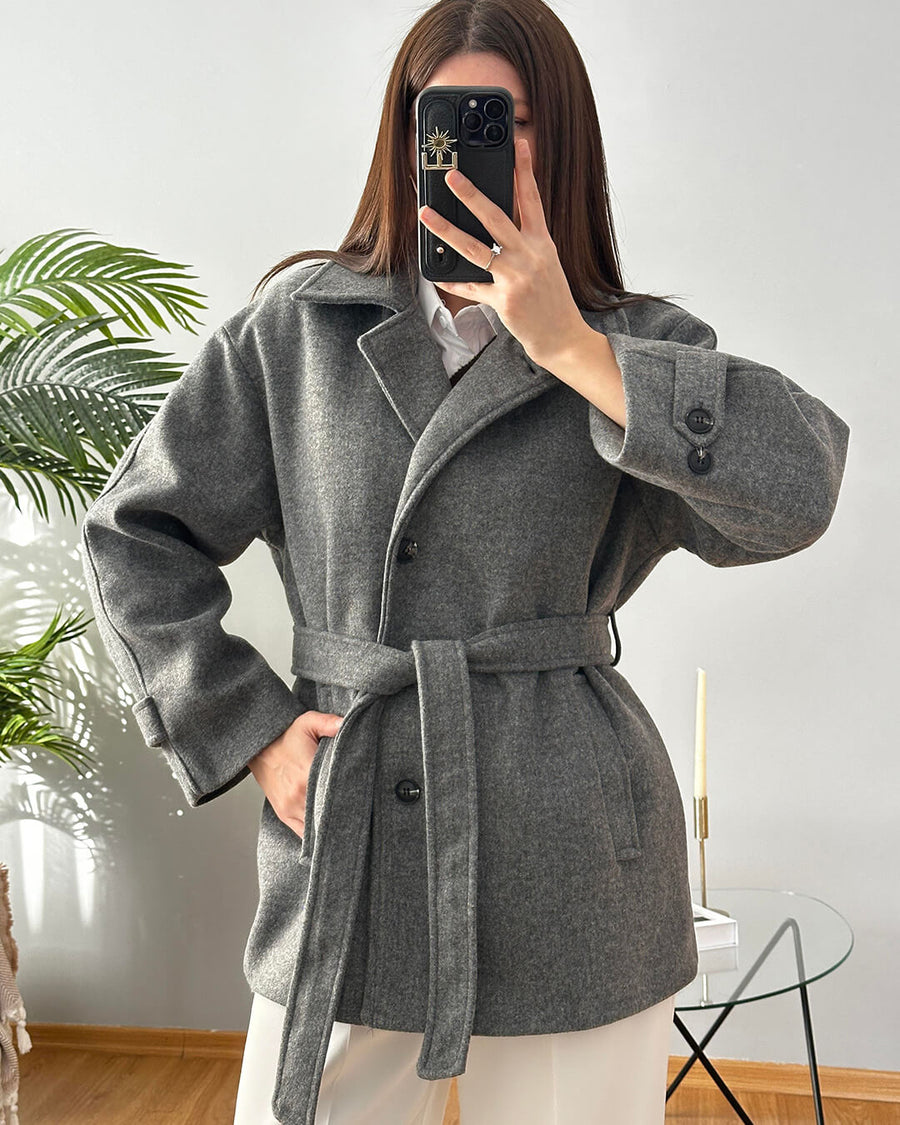 Felly Faux Wool Coat with Belt